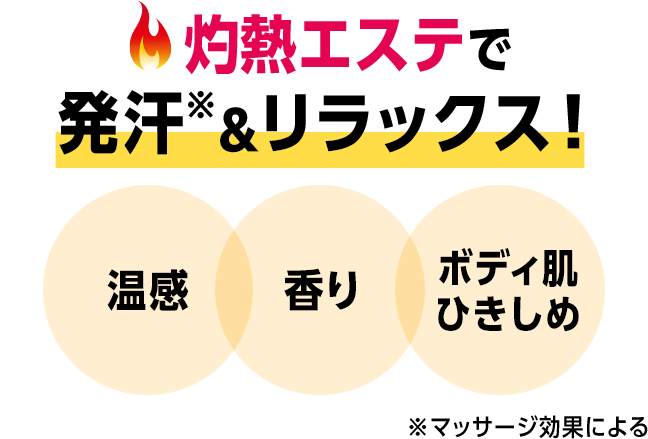 灼熱エステで発汗&リラックス【温感】【香り】【ボディ肌ひきしめ】